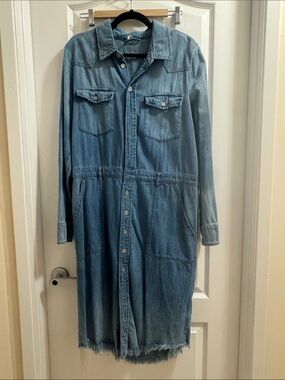 Free People Light Blue Denim Shirt Dress